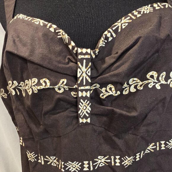 Sandra Darren Dress Size 16 Brown With White Pattern Zip Y2K - Picture 6 of 9